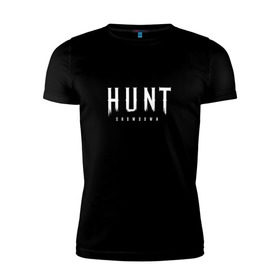 Мужская футболка премиум с принтом Hunt: Showdown White Logo , 92% хлопок, 8% лайкра | приталенный силуэт, круглый вырез ворота, длина до линии бедра, короткий рукав | Тематика изображения на принте: crytek | game | hunt | hunt: showdown | hunter | monsters | showdown | игра | крайтек | охота | столкновение