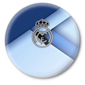 Значок с принтом FC Real Madrid ,  металл | круглая форма, металлическая застежка в виде булавки | real madrid | футбол | футбольный клуб