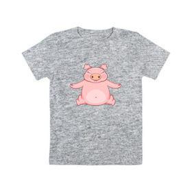 Детская футболка хлопок с принтом Хрюша на отдыхе , 100% хлопок | круглый вырез горловины, полуприлегающий силуэт, длина до линии бедер | поросенок | пятачок | свинка | свинья | хрюша