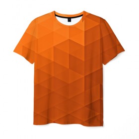 Мужская футболка 3D с принтом Orange abstraction , 100% полиэфир | прямой крой, круглый вырез горловины, длина до линии бедер | abstraction | geometry | polygon | абстракция | геометрия | грань | краски | кубик | кубики | линии | мозаика | полигоны | ребро | текстура | узор
