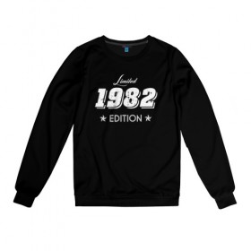 Женский свитшот хлопок с принтом limited edition 1982 , 100% хлопок | прямой крой, круглый вырез, на манжетах и по низу широкая трикотажная резинка  | 