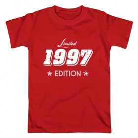 Мужская футболка хлопок с принтом limited edition 1997 , 100% хлопок | прямой крой, круглый вырез горловины, длина до линии бедер, слегка спущенное плечо. | 1997 | день рождения | подарок | праздник