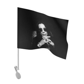 Флаг для автомобиля с принтом Оззи Осборн , 100% полиэстер | Размер: 30*21 см | black sabbath | ozzy osbourne | оззи осборн
