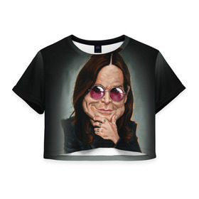 Женская футболка 3D укороченная с принтом Оззи Осборн , 100% полиэстер | круглая горловина, длина футболки до линии талии, рукава с отворотами | black sabbath | ozzy osbourne | оззи осборн
