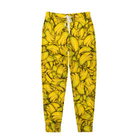 Мужские брюки 3D с принтом Бананы , 100% полиэстер | манжеты по низу, эластичный пояс регулируется шнурком, по бокам два кармана без застежек, внутренняя часть кармана из мелкой сетки | banana | vegan | банан | веган | желтый | паттерн | текстура | фрукт
