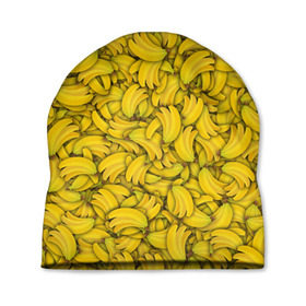 Шапка 3D с принтом Бананы , 100% полиэстер | универсальный размер, печать по всей поверхности изделия | banana | vegan | банан | веган | желтый | паттерн | текстура | фрукт