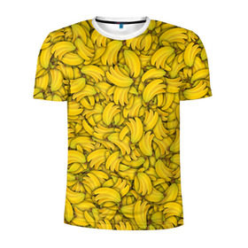 Мужская футболка 3D спортивная с принтом Бананы , 100% полиэстер с улучшенными характеристиками | приталенный силуэт, круглая горловина, широкие плечи, сужается к линии бедра | banana | vegan | банан | веган | желтый | паттерн | текстура | фрукт