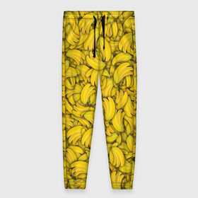 Женские брюки 3D с принтом Бананы , полиэстер 100% | прямой крой, два кармана без застежек по бокам, с мягкой трикотажной резинкой на поясе и по низу штанин. В поясе для дополнительного комфорта — широкие завязки | banana | vegan | банан | веган | желтый | паттерн | текстура | фрукт