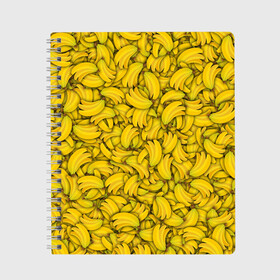 Тетрадь с принтом Бананы , 100% бумага | 48 листов, плотность листов — 60 г/м2, плотность картонной обложки — 250 г/м2. Листы скреплены сбоку удобной пружинной спиралью. Уголки страниц и обложки скругленные. Цвет линий — светло-серый
 | banana | vegan | банан | веган | желтый | паттерн | текстура | фрукт