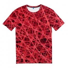 Мужская футболка 3D с принтом Сетка , 100% полиэфир | прямой крой, круглый вырез горловины, длина до линии бедер | Тематика изображения на принте: красный | модные | пластик | сети | сетка | текстура | цвет