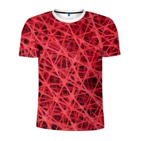 Мужская футболка 3D спортивная с принтом Сетка , 100% полиэстер с улучшенными характеристиками | приталенный силуэт, круглая горловина, широкие плечи, сужается к линии бедра | Тематика изображения на принте: красный | модные | пластик | сети | сетка | текстура | цвет