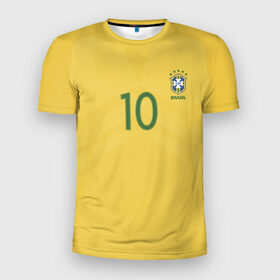 Мужская футболка 3D спортивная с принтом Неймар Форма Домашняя 17/18 , 100% полиэстер с улучшенными характеристиками | приталенный силуэт, круглая горловина, широкие плечи, сужается к линии бедра | Тематика изображения на принте: brazil | jr | neymar | бразилия | неймар | нэймар | по футболу | сборная бразилии | футбольная форма