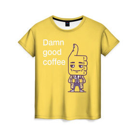 Женская футболка 3D с принтом Чертовски хороший кофе , 100% полиэфир ( синтетическое хлопкоподобное полотно) | прямой крой, круглый вырез горловины, длина до линии бедер | fbi | fагент купер | twin peaks | лайк | лойс | луцк | палец вверх | смайлик | твин пикс | человечек