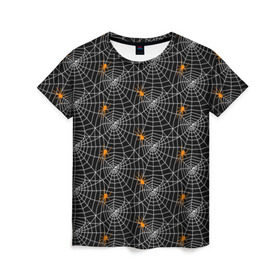 Женская футболка 3D с принтом Паутина , 100% полиэфир ( синтетическое хлопкоподобное полотно) | прямой крой, круглый вырез горловины, длина до линии бедер | gothic | halloween | spider | паук | паутина | хэллоуин