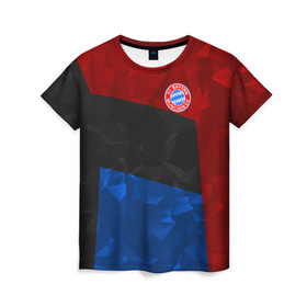 Женская футболка 3D с принтом FC Bayern 2018 Abstract colors , 100% полиэфир ( синтетическое хлопкоподобное полотно) | прямой крой, круглый вырез горловины, длина до линии бедер | bayern | fc | абстракция | бавария | геометрия | спорт | футбольный клуб