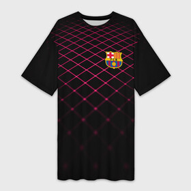 Платье-футболка 3D с принтом FC Barcelona 2018 Line ,  |  | fc | fc barcelona | fcb | fly emirates | ronaldo | абстракция | барселона | геометрия | зож | клуб | линии | месси | модные | мяч | реал мадрид | спорт | спортивные | тренды | футбол | футбольный клуб | эмблема