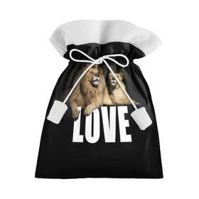 Подарочный 3D мешок с принтом LOVE , 100% полиэстер | Размер: 29*39 см | Тематика изображения на принте: влюблённые | дикая кошка | животные | лев | львица | любовь | пара | природа | свадьба