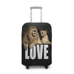Чехол для чемодана 3D с принтом LOVE , 86% полиэфир, 14% спандекс | двустороннее нанесение принта, прорези для ручек и колес | влюблённые | дикая кошка | животные | лев | львица | любовь | пара | природа | свадьба