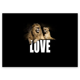 Поздравительная открытка с принтом LOVE , 100% бумага | плотность бумаги 280 г/м2, матовая, на обратной стороне линовка и место для марки
 | влюблённые | дикая кошка | животные | лев | львица | любовь | пара | природа | свадьба