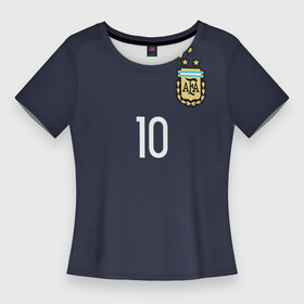 Женская футболка 3D Slim с принтом Месси Форма Домашняя 17 18 ,  |  | leo | lionel | mesi | messi | world cup | аргентина | лео | лионель | меси | месси | сборной | футбольная форма | чемпионат мира