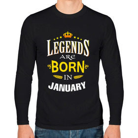 Мужской лонгслив хлопок с принтом Legends are born in january , 100% хлопок |  | Тематика изображения на принте: 