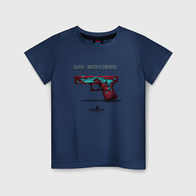 Детская футболка хлопок с принтом Glock - Water Elemental , 100% хлопок | круглый вырез горловины, полуприлегающий силуэт, длина до линии бедер | cs go | global offensive | глок | каэс | контр страйк | контра | кс | оружие | пистолет | скин
