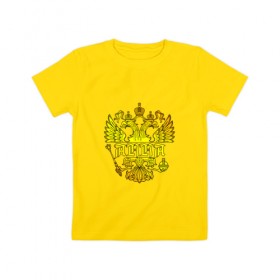 Детская футболка хлопок с принтом Анна в золотом гербе РФ , 100% хлопок | круглый вырез горловины, полуприлегающий силуэт, длина до линии бедер | анна | держава | золото | имя | крылья | орел | патриот | россия | скипетр