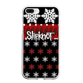 Чехол для iPhone 7Plus/8 Plus матовый с принтом Праздничный Slipknot , Силикон | Область печати: задняя сторона чехла, без боковых панелей | slipknot | альтернативный метал | андерс | грув метал | колсефни | кори | красный | метал | музыка | новогодний | новый год | ню метал | рождество | рок | слипкнот | снежинки | тейлор