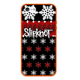 Чехол для iPhone 5/5S матовый с принтом Праздничный Slipknot , Силикон | Область печати: задняя сторона чехла, без боковых панелей | slipknot | альтернативный метал | андерс | грув метал | колсефни | кори | красный | метал | музыка | новогодний | новый год | ню метал | рождество | рок | слипкнот | снежинки | тейлор