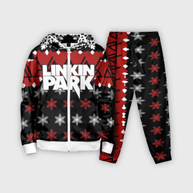 Детский костюм 3D с принтом Праздничный Linkin Park ,  |  | b | chester | linkin park | альтернативный метал | альтернативный рок | беннингтон | группа | знак | красный | линкин парк | музыкант | надпись | новогодний | новый год | ню метал | певец | праздник | рождество