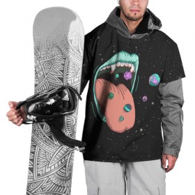 Накидка на куртку 3D с принтом Энерговампир , 100% полиэстер |  | Тематика изображения на принте: звезды | космос | планеты | рот | энергия