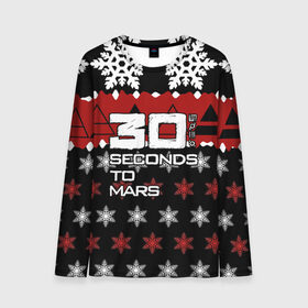 Мужской лонгслив 3D с принтом Праздничный 30 Seconds to mars , 100% полиэстер | длинные рукава, круглый вырез горловины, полуприлегающий силуэт | 30 секунд до марса | 30stm | thirty seconds to mars |  30 seconds to mars | альтернативный | гранж | группа | джаред | знак | красный | надпись | нео | новогодний | новый год | пост | праздник | прогрессивный | рождество | рок