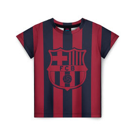 Детская футболка 3D с принтом Barselona 18 , 100% гипоаллергенный полиэфир | прямой крой, круглый вырез горловины, длина до линии бедер, чуть спущенное плечо, ткань немного тянется | Тематика изображения на принте: barselona | champions | league | lionel | messi | spain | барселона | испания | месси