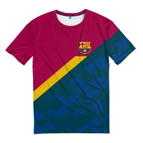 Мужская футболка 3D с принтом FC Barcelona 2018 Sport camo , 100% полиэфир | прямой крой, круглый вырез горловины, длина до линии бедер | 