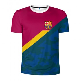 Мужская футболка 3D спортивная с принтом FC Barcelona 2018 Sport camo , 100% полиэстер с улучшенными характеристиками | приталенный силуэт, круглая горловина, широкие плечи, сужается к линии бедра | 