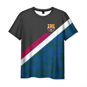 Мужская футболка 3D с принтом FC Barcelona Sport camo II , 100% полиэфир | прямой крой, круглый вырез горловины, длина до линии бедер | Тематика изображения на принте: fc | fc barcelona | fcb | fly emirates | ronaldo | абстракция | барселона | геометрия | зож | клуб | линии | месси | модные | мяч | реал мадрид | спорт | спортивные | тренды | футбол | футбольный клуб | эмблема