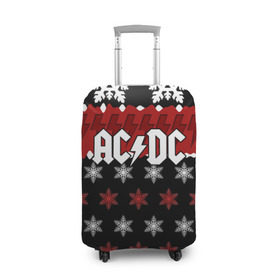 Чехол для чемодана 3D с принтом Праздничный AC/DC , 86% полиэфир, 14% спандекс | двустороннее нанесение принта, прорези для ручек и колес | ac dc | acdc | for those about to ro | австралийская | ангус янг | блюз рок | головы | группа | знак | красный | крис слэйд | музыканты | надпись | новогодний | новый год | певцы | праздник | рождество | рок | рок н ролл