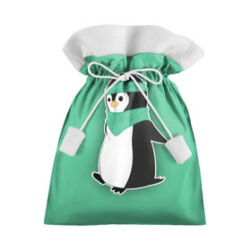 Подарочный 3D мешок с принтом Penguin green , 100% полиэстер | Размер: 29*39 см | cartoon | green | penguin | зеленый | милый | мультик | мультфильм | пингвин | рисунок