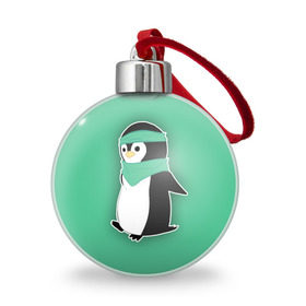 Ёлочный шар с принтом Penguin green , Пластик | Диаметр: 77 мм | Тематика изображения на принте: cartoon | green | penguin | зеленый | милый | мультик | мультфильм | пингвин | рисунок