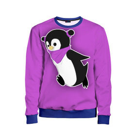 Детский свитшот 3D с принтом Penguin purple , 100% полиэстер | свободная посадка, прямой крой, мягкая тканевая резинка на рукавах и понизу свитшота | cartoon | penguin | purple | милый | мультик | мультфильм | пингвин | рисунок | фиолетовый