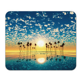 Коврик прямоугольный с принтом Туристический Рай , натуральный каучук | размер 230 х 185 мм; запечатка лицевой стороны | блик | вода | волна | восход | закат | море | небо | облако | отблеск | отпуск | отражение | пальма | солнце | турист