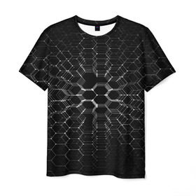 Мужская футболка 3D с принтом Карбоновые СОТЫ , 100% полиэфир | прямой крой, круглый вырез горловины, длина до линии бедер | Тематика изображения на принте: abstraction | internet | абстракция | молекула | текстура | технологии | узоры | форма | фрактал | цвет