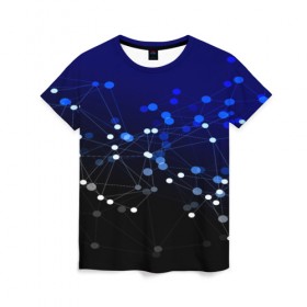 Женская футболка 3D с принтом Молекулярный , 100% полиэфир ( синтетическое хлопкоподобное полотно) | прямой крой, круглый вырез горловины, длина до линии бедер | abstraction | internet | абстракция | молекула | текстура | технологии | узоры | форма | фрактал | цвет