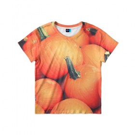 Детская футболка 3D с принтом Тыквы , 100% гипоаллергенный полиэфир | прямой крой, круглый вырез горловины, длина до линии бедер, чуть спущенное плечо, ткань немного тянется | Тематика изображения на принте: halloween | pumpkin | кот | тыква | хэллоуин