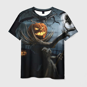 Мужская футболка 3D с принтом Jack , 100% полиэфир | прямой крой, круглый вырез горловины, длина до линии бедер | Тематика изображения на принте: halloween | pumpkin | witch | ведьма | демон | кот | тыква | хэллоуин | череп
