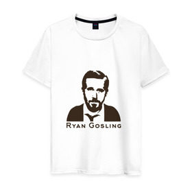 Мужская футболка хлопок с принтом Ryan Gosling , 100% хлопок | прямой крой, круглый вырез горловины, длина до линии бедер, слегка спущенное плечо. | ryan gosling | райан гослинг