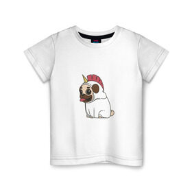 Детская футболка хлопок с принтом футболка с мопсом , 100% хлопок | круглый вырез горловины, полуприлегающий силуэт, длина до линии бедер | мопс | порода