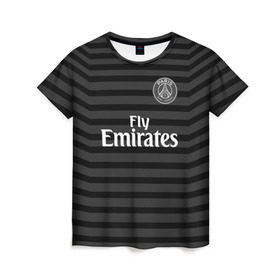 Женская футболка 3D с принтом PSG 2018 Original #4 , 100% полиэфир ( синтетическое хлопкоподобное полотно) | прямой крой, круглый вырез горловины, длина до линии бедер | fc | fly emirates | paris | psg | лого | париж | псж | спорт | спортивные | фк | футбольный клуб