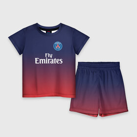 Детский костюм с шортами 3D с принтом PSG SPORT ORIGINAL GRADIENT  ПСЖ ,  |  | fc | fly emirates | paris | psg | лого | париж | псж | спорт | спортивные | фк | футбольный клуб