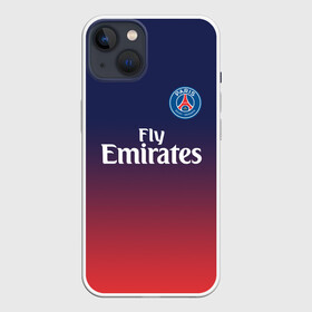 Чехол для iPhone 13 с принтом PSG SPORT ORIGINAL GRADIENT   ПСЖ ,  |  | Тематика изображения на принте: fc | fly emirates | paris | psg | лого | париж | псж | спорт | спортивные | фк | футбольный клуб